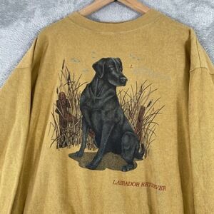Vintage Labrador Retriever Sweatshirt Mens Large Made USA Brown Cotton Grove